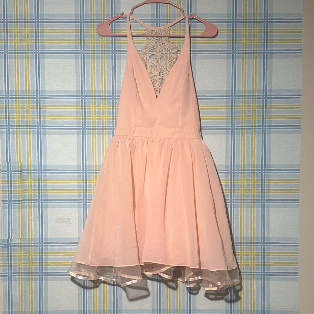 Girls' Pink Lace-Back Party Dress